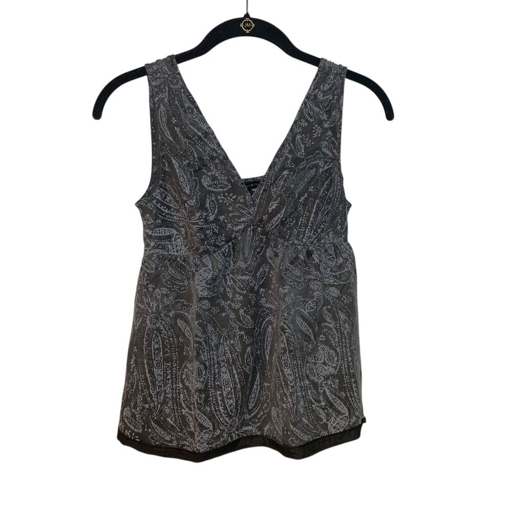 The Limited Womens Black Gray Silk Paisley Babydoll Y2K 90s Tank Top XS Fairy